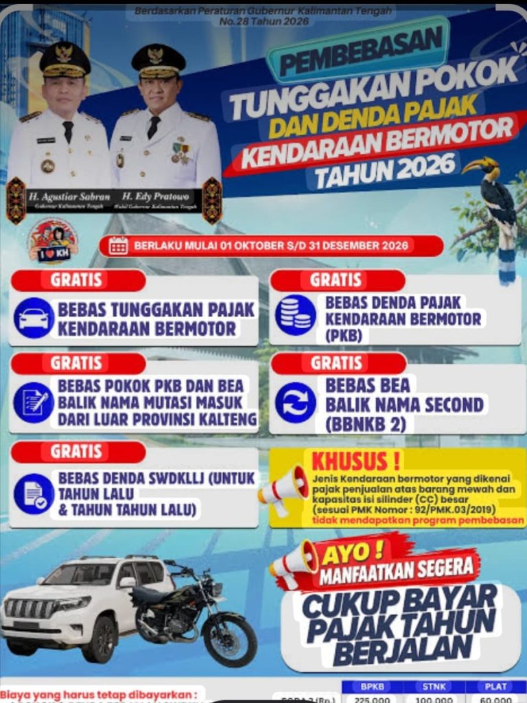 Pembebasan Tunggakan Pokok & Denda Pajak Kendaraan Bermotor 2026